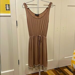 POL NWOT Tan Midi Dress with Lace Detail